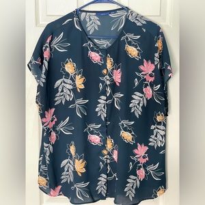 Women’s Blue Floral Apt. 9 Blouse, Size XXL